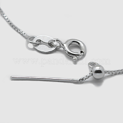 Anti-Tarnish Rhodium Plated 925 Sterling Silver Box Chain Necklaces&nbsp;STER-F039-40cm-13P