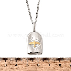 Religion Two Tone 304 Stainless Steel Holy Spirit Bird Rectangle Medal Pendant Necklaces for Women&nbsp;NJEW-K304-02GP