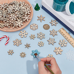 200Pcs Christmas Theme Unfinished Wood Snowflake Sheets&nbsp;FIND-BC0014-53