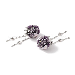 Handmade Flower Polymer Clay Rhinestone Tassel Dangle Beads&nbsp;CLAY-H003-02P-02