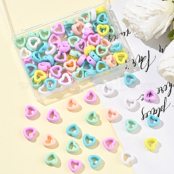 アクリルビーズフレーム100個  ミックスカラー  ハート  12.5x13.5x5.5mm  穴：1.8mm&nbsp;OACR-SP0001-72A