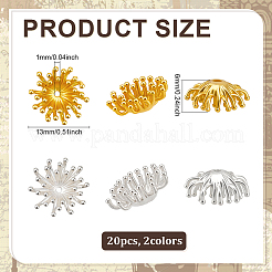 真鍮ビーズ20色2個  花  ゴールドカラー  13x6mm  穴：1mm  10個/カラー&nbsp;FIND-ME0002-79