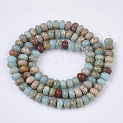 天然アクアテラジャスパービーズ連売り  印象ジャスパー  ロンデル  6x4mm  穴：0.8mm  約102~103個/連  15.94インチ（40.5cm）&nbsp;G-S366-013B