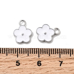 真鍮製エナメルペンダント  花のチャーム  18KGP本金メッキ  ホワイト  11.5x9x2mm  穴：1.8mm&nbsp;KK-A277-02P-01