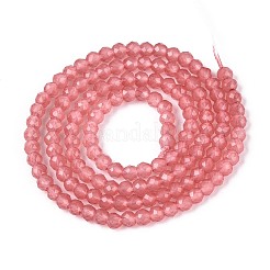 ジェイド風ガラスビーズ連売り  ラウンド  多面カット  ライトコーラル  3x2.5~3mm  穴：0.7~0.8mm  約133~137個/連  13.78~14.37''（35センチメートル）&nbsp;GLAA-T028-3mm-11B