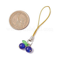 チェリーガラス＆アクリル携帯ストラップ  携帯アクセサリー  ミックスカラー  75.5mm  2個/セット&nbsp;HJEW-JM02933