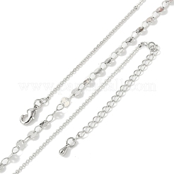 Brass Cable & Flat Sequin Chains Necklaces for Women&nbsp;NJEW-D302-40P