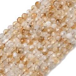 天然シトリン（加熱）ビーズ連売り  多面カット  ラウンド  6mm  穴：0.8mm  約66個/連  14.96''（38センチメートル）&nbsp;G-A267-B01-01