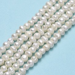 天然養殖淡水パールビーズ連売り  ポテト  ベージュ  4~5x5~5.5x4.5~5mm  穴：0.6mm  約78~79個/連  13.94インチ（35.4cm）&nbsp;PEAR-F018-13B-01
