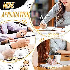 DIY ビーズペン作成キット  亜鉛合金カニカンを含む  天然木とガラスのヨーロピアンビーズ  abs樹脂ボールペン  サッカー合金エナメルペンダント  ブラック＆ホワイト  114個/箱&nbsp;FIND-SZ0003-38