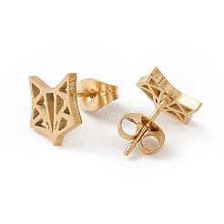 304 Stainless Steel Origami Fox Head Stud Earrings for Women&nbsp;EJEW-F286-03D-G