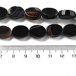 天然染色＆加熱黒瑪瑙ビーズ連売り  オーバル  14x10x5mm  穴：0.5mm  約28個/連  15.55''（39.5センチメートル）&nbsp;G-P559-B09-01