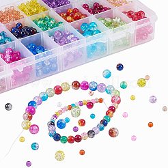 Spray Painted Crackle Glass Beads Sets&nbsp;CCG-PH0003-08