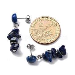 Natural Lapis Lazuli Dangle Stud Earrings&nbsp;EJEW-JE06371-05