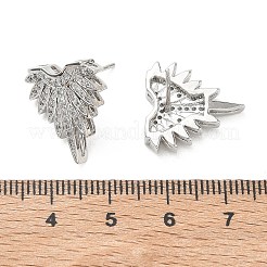 真鍮製 マイクロパヴェ キュービックジルコニア スタッドピアス 女性用  ファン  ラックめっき  長持ちメッキ  鉛フリー＆カドミウムフリー  プラチナ  17x17mm&nbsp;EJEW-A168-06P