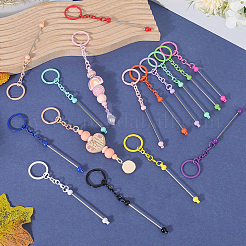 28Pcs 14 Colors Alloy & Plastic Bar Pendant Keychains&nbsp;FIND-SC0017-22
