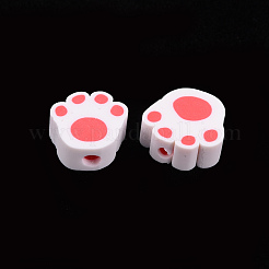 手作り樹脂粘土ビーズ  足跡  クリムゾン  8~11x9~11x4~5mm  穴：1.2~1.6mm&nbsp;X-CLAY-N011-008B
