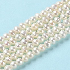 天然養殖淡水パールビーズ連売り  ポテト  グレード3a++  パパイヤホイップ  4~5x3.8~4.2mm  穴：0.5mm  約100個/連  15.43インチ（39.2cm）&nbsp;PEAR-E018-44
