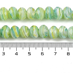 手作りランプワークビーズ連売り  多面カット  ロンデル  薄緑  10x7.5mm  穴：1.6mm  約60個/連  17.72''（45センチメートル）&nbsp;LAMP-T007-13I