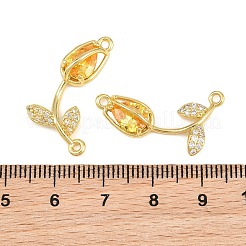 Rack Plating Brass Micro Pave Clear Cubic Zirconia Flower Connertor Charms&nbsp;KK-Z043-03I