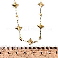 304ステンレススチール製スターリンクチェーンネックレス（女性用）  イオンプレーティング（ip）  カドミウムフリー＆ニッケルフリー＆鉛フリー  18KGP本金メッキ  15.28インチ（38.8cm）&nbsp;NJEW-G181-07G