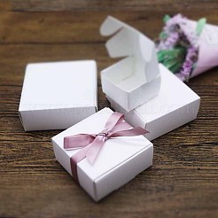 クラフト紙ギフトボックス  配送ボックス  折りたたみボックス  正方形  ホワイト  5.5x5.5x2.5cm&nbsp;CON-K003-02C-02