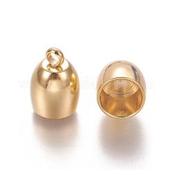 201ステンレススチールコードエンド  エンドキャップ  バレル  ゴールドカラー  13x10mm  穴：1.8mm  内径：8mm&nbsp;STAS-L226-017F-G