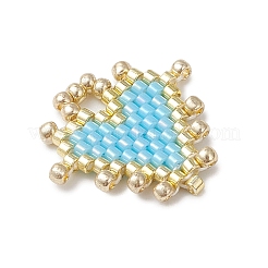 手作りのミユキガラスシードビーズハートペンダント  空色  18x19.5x2mm  穴：3x4mm&nbsp;PALLOY-MZ01067-02