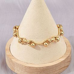女性用304ステンレススチールリンクチェーンブレスレット  PVD真空メッキ  18KGP本金メッキ  7-3/8インチ（18.7cm）&nbsp;BJEW-Z143-14G