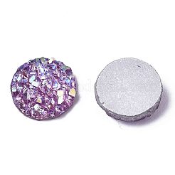 樹脂カボション  イミテーションドゥルージーアゲート  フラットラウンド  ABカラーメッキ  青紫色  8x2.5mm&nbsp;LS-CRES-Q191-HA027-B5
