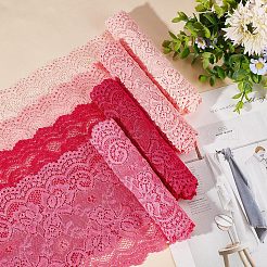 4ヤード 4色 花柄ウェーブエッジレーストリム  ナイロンレースリボン  結婚式の飾り付けに  縫い  髪の弓作り  ギフト包装  ミックスカラー  5-7/8インチ（150mm）  1ヤード/色&nbsp;OCOR-GF0002-59