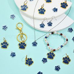 輝くパウダーペンダント付き30色合金2個  ペットの犬の足跡  ミックスカラー  27x24.5x2.5mm  穴：13mm&nbsp;FIND-SZ0003-89