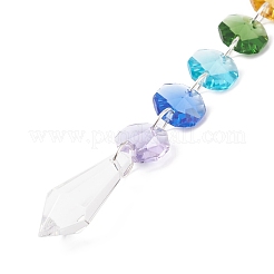 Electroplate Octagon Glass Beaded Pendant Decorations&nbsp;HJEW-JM00737