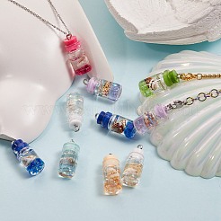 44個11色ガラスペンダント  樹脂フィラー＆コテ出し付  コラム  ミックスカラー  25x10mm  4個/カラー&nbsp;GLAA-SZ0001-25
