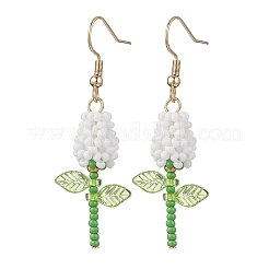 Stainless Steel Glass Flower Dangle Earrings&nbsp;EJEW-MZ00574-05