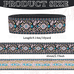 10 Yards Ethnic Style Polyester Jacquard Flower Ribbon&nbsp;OCOR-WH0078-185B