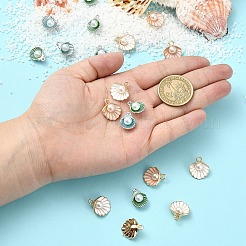 20本4スタイルアロイペンダント  エナメルとプラスチックのイミテーションパールビーズ付き  シェル  ミックスカラー  14.5~17x11.5~15x7mm  穴：1.2~2mm  5個/スタイル&nbsp;ENAM-YW0004-03
