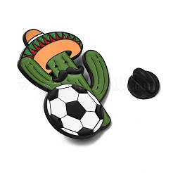 メキシコサッカーをテーマにしたエナメルピン  バックパックや衣類用の黒い合金製ラペルピンバック  サボテン  グリーン  41x30.5mm&nbsp;JEWB-D310-07EB-01