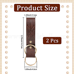 2Pcs Rectangle PU Leather Medieval Belt Pendant. with Alloy Ring&nbsp;AJEW-CL0001-84B