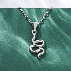 スネーク 304 ステンレス ペンダント ネックレス  ステンレス鋼色  17.91インチ（45.5cm）&nbsp;NJEW-M096-03P