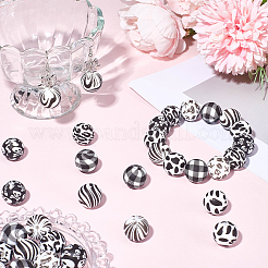 48Pcs 6 Styles Black with White Silicone Beads&nbsp;SIL-SC0002-99