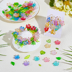 透明なアクリル製の葉っぱのペンダントとビーズキャップのDIYキット  ミックスカラー  9.7~21.5x5.5~19x1.5~6mm  穴：1.2~2mm&nbsp;DIY-NB0014-23