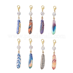 Feather Alloy Enamel Pendant Decoration&nbsp;HJEW-JM04203