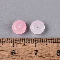 ベーキングペイント模造翡翠ガラスビーズ  ロンデル  ピンク  6~7x3~3.5mm  穴：1.2~1.5mm  約5555個/1000g&nbsp;GL-N006-01A-09