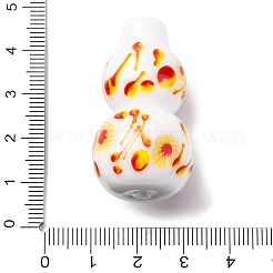 手作りランプワークビーズ  ヒョウタン  ホワイト  39.5~40x21~22mm  穴：1.6~3mm&nbsp;LAMP-Q005-08H