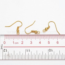 アイアン製ピアスフック  水平ループ付き  イヤリングのパーツをぶら下げる  ニッケルフリー  ゴールドカラー  17~19x0.8mm  穴：2mm  ピン：0.6mm&nbsp;X-E135-NFG