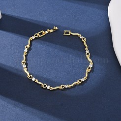Brass Micro Pave Clear Cubic Zirconia Link Chain Bracelets for Women&nbsp;BJEW-D387-02G