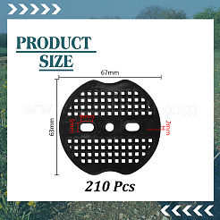 プラスチックステープルガスケット  ガーデニングツール  フラットラウンド  ブラック  67x63x2mm  穴：5.5mm＆9x5mm&nbsp;FIND-WH0173-336A