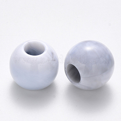 アクリル大穴ビーズ  天然石風  ロンデル  ホワイトスモーク  19x16.5mm  穴：7.5mm  約149個/500g&nbsp;OACR-R074-03C-07