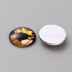 ガラスカボション  アイ模様とハーフラウンド/ドーム  ココナッツブラウン  20x5.5mm&nbsp;GLAA-WH0033-75F-07